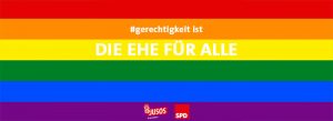 LGBT Flagge mit JUSO und SPD Logo